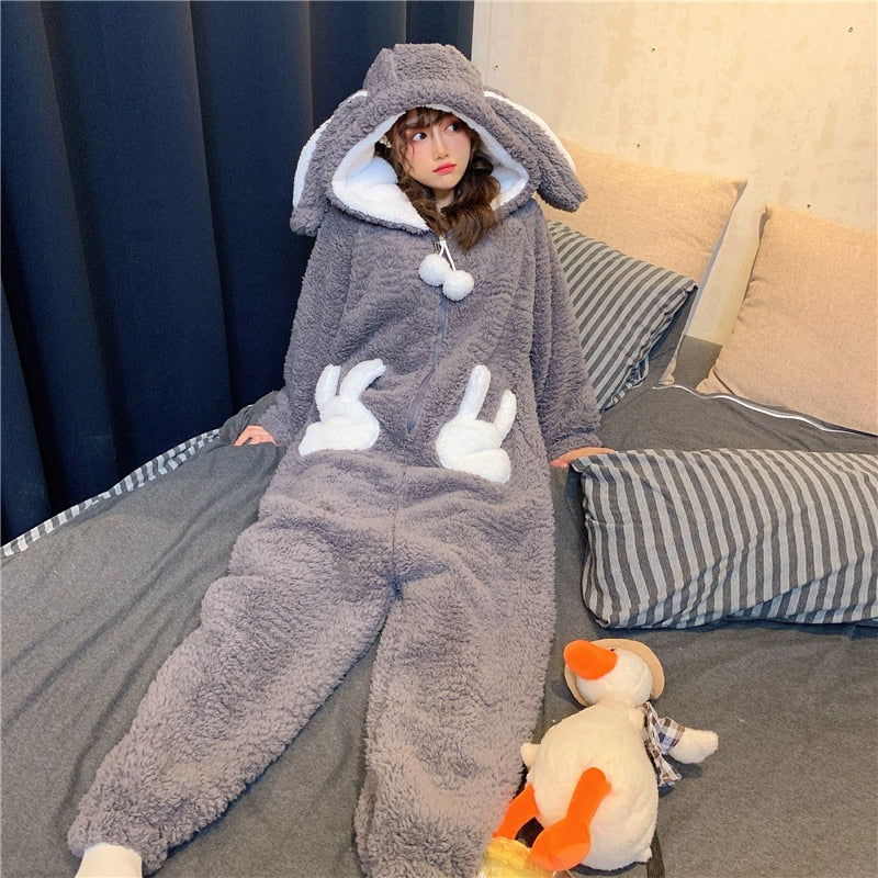 Fluffy Bunny Plush Pajamas