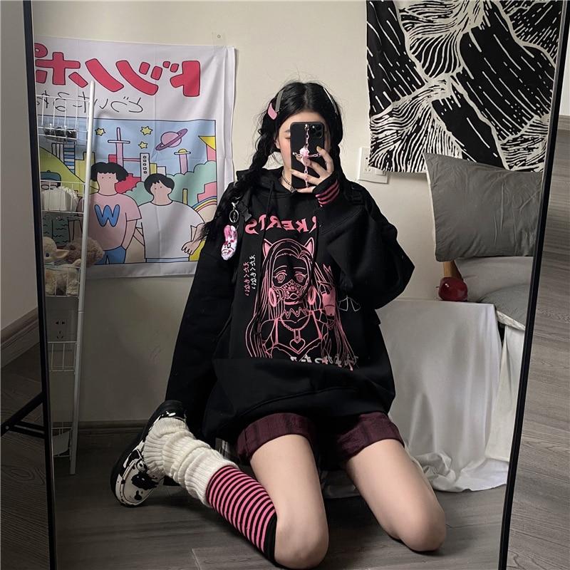 Dark EGirl Anime Aesthetic Hoodie - Aesthetic Clothes Shop