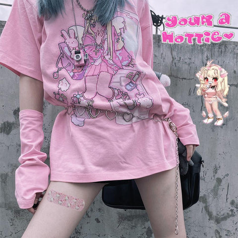 Anime Princess Kawaii Tee (Black, Pink) T-Shirt Tokyo Dreams Pink S 