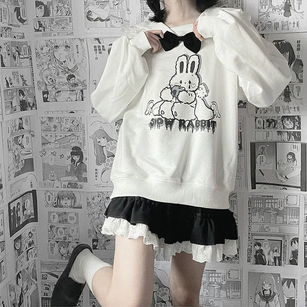 Lolita Girl Japanese Lace Skirt (Black, White) Skirt Tokyo Dreams 
