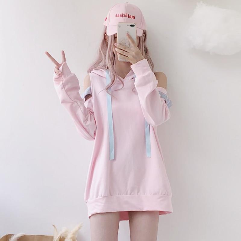 Off Shoulder Cutsie Pastel Hoodie Tokyo Dreams