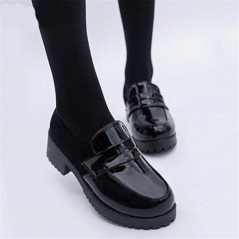 Classic Black Kawaii Round Toe Shoes - Tokyo Dreams