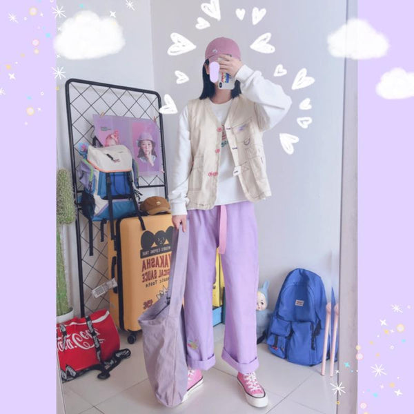 Pastel Candy Kawaii Denim Pants - Tokyo Dreams
