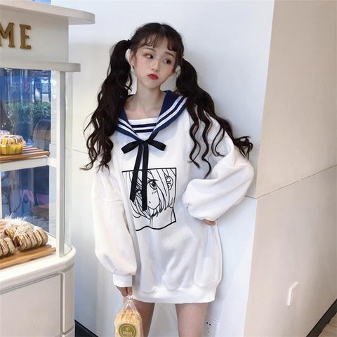 Anime Girl Long Sailor Sweater - Tokyo Dreams
