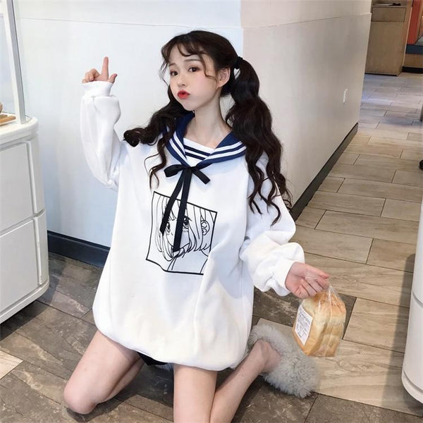 Anime Girl Long Sailor Sweater - Tokyo Dreams