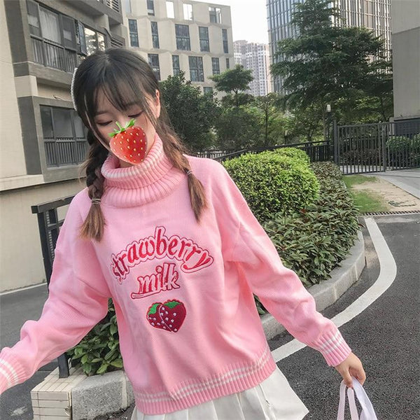 Strawberry Milk Winter Turtleneck - Tokyo Dreams