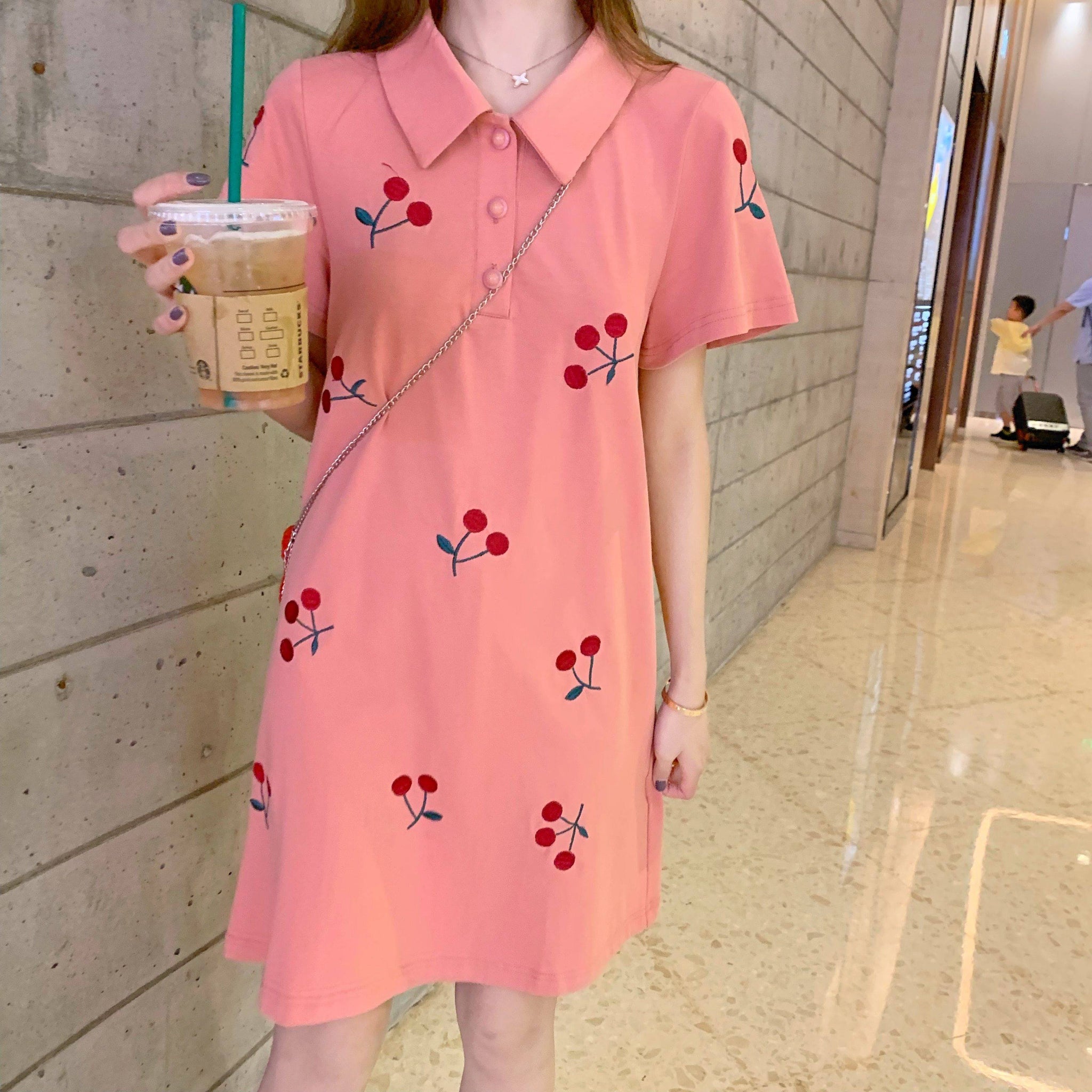 Cute Cherry Collared Kawaii Dress - Tokyo Dreams