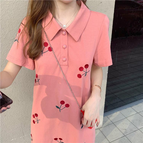 Cute Cherry Collared Kawaii Dress - Tokyo Dreams