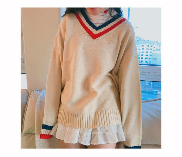 Kawaii Classic V-Collar Sweater - Tokyo Dreams