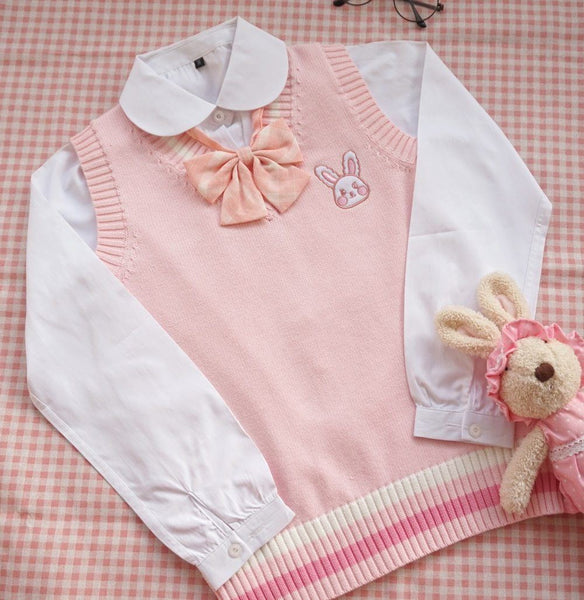 Little Bunny Pink Sweater Vest - Tokyo Dreams