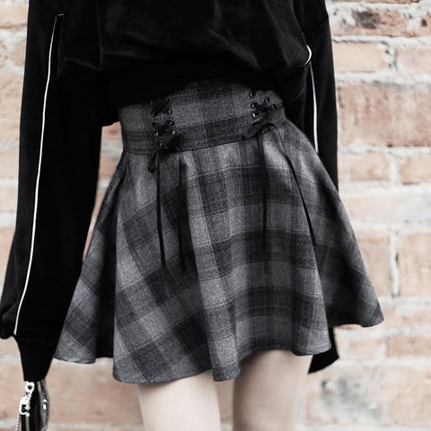 Goth Girl Lace Plaid Skirt Skirt Tokyo Dreams 