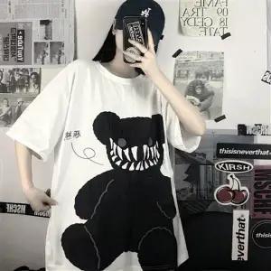 Evil Bear Harajuku Cartoon Tee (Grey, White) T-Shirt Tokyo Dreams White S 
