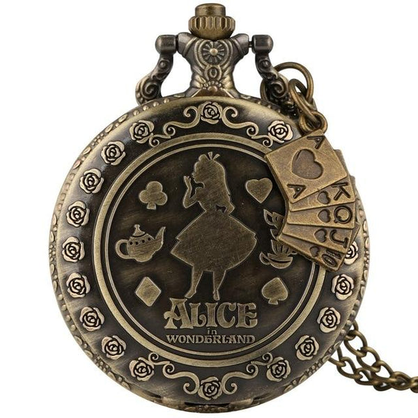 Retro Alice Pocket Watch Necklace Necklace Tokyo Dreams with Poker Accessory 