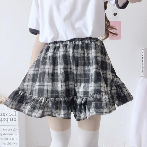 Vintage Plaid Japanese Ruffled Skirt - Tokyo Dreams