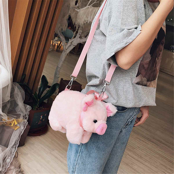 Fluffy Pig Crossbody Plush Handbag Purse Tokyo Dreams 