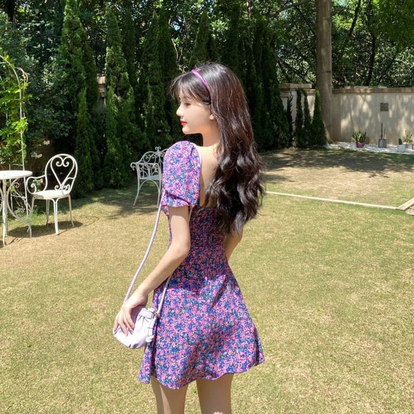 Purple Floral Kawaii Summer Dress Dress Tokyo Dreams 