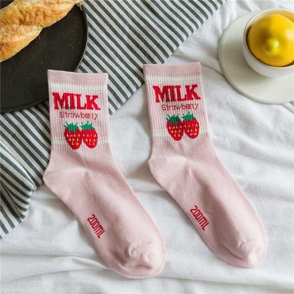 Strawberry Milk Kawaii Socks - Tokyo Dreams