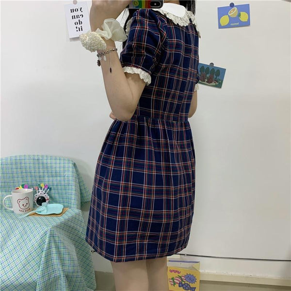 Lolita Bows Japanese Vintage Plaid Dress - Tokyo Dreams