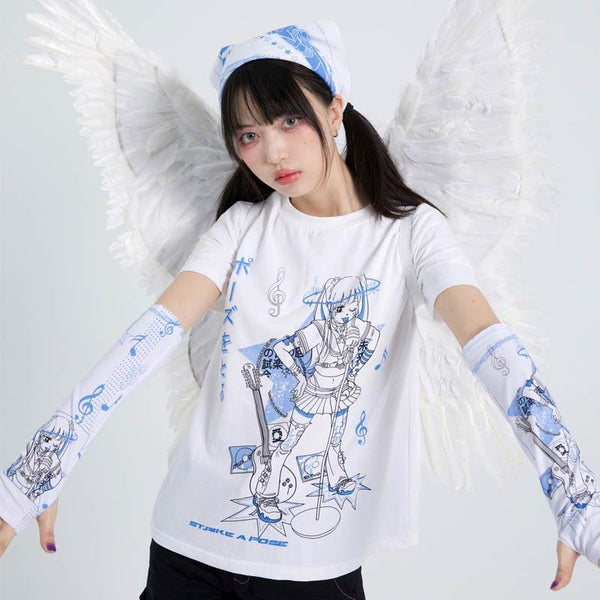 Harajuku Goth Anime Neon Tee (Black, White) T-Shirt Tokyo Dreams 