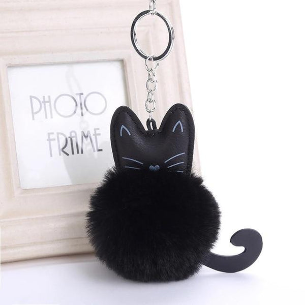 Fur Ball Kitty Cat Kawaii Keychain Keychain Tokyo Dreams Black 