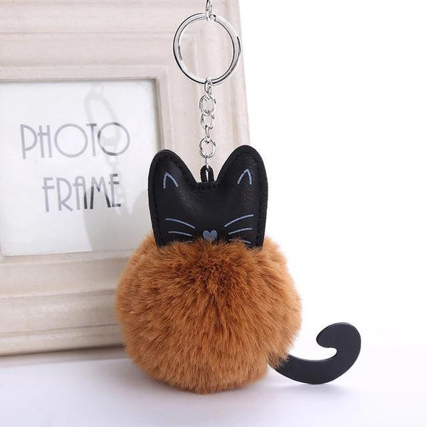 Fur Ball Kitty Cat Kawaii Keychain Keychain Tokyo Dreams Brown 