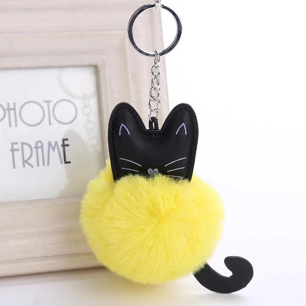 Fur Ball Kitty Cat Kawaii Keychain Keychain Tokyo Dreams Yellow 
