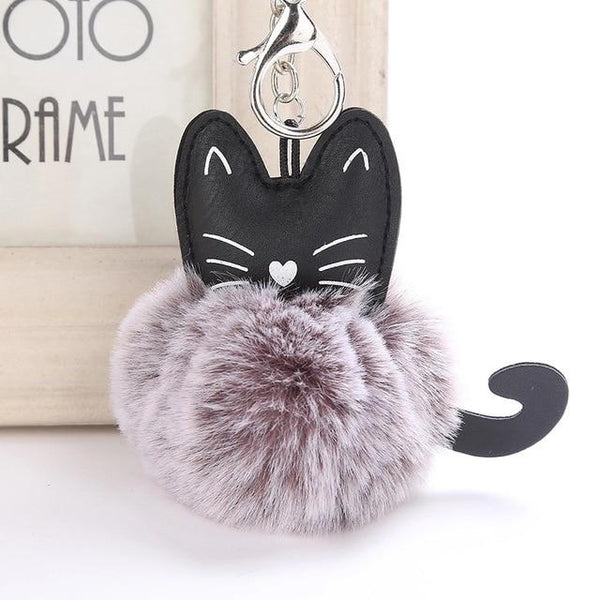 Fur Ball Kitty Cat Kawaii Keychain Keychain Tokyo Dreams Grey 