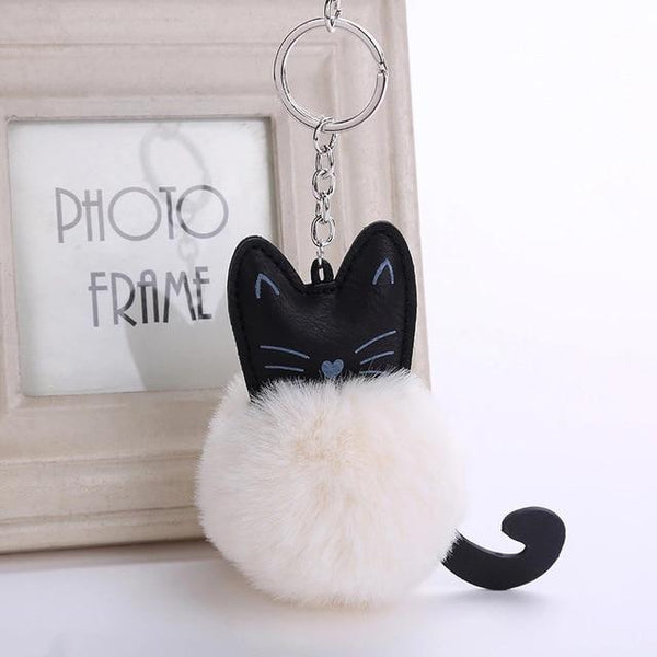Fur Ball Kitty Cat Kawaii Keychain Keychain Tokyo Dreams White 