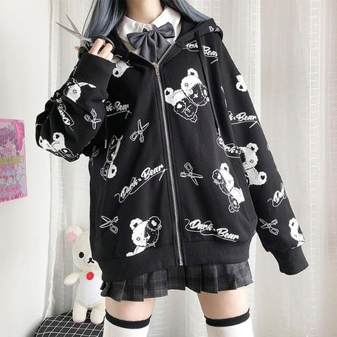 Goth Bear Cartoon Jacket - Tokyo Dreams