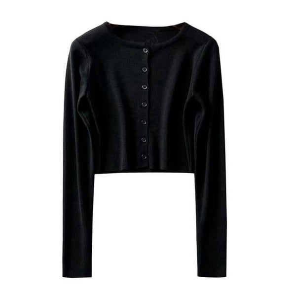 Korean Crop Top Cardigan (9 colors) Cardigan Tokyo Dreams One Size Black 