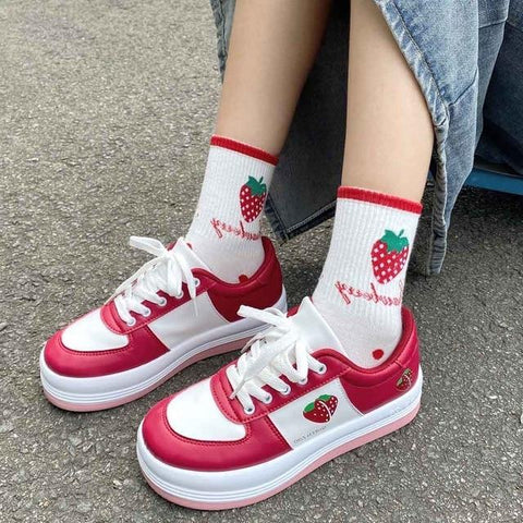 Little Strawberry Cute Kawaii Sneakers (Red, Blue) - Tokyo Dreams