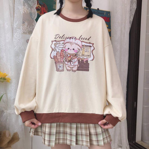 Kawaii Baker Long Sleeve Tee T-Shirt Tokyo Dreams Apricot XXL 