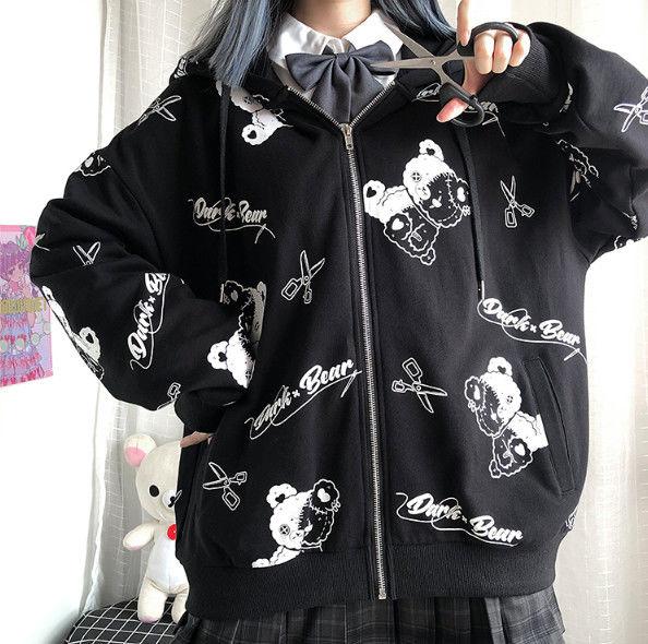 Goth Bear Cartoon Jacket - Tokyo Dreams