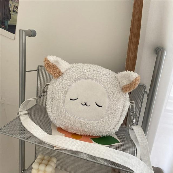 Cartoon Plush Kawaii Purse (Cat, bear, Lamb) Purse Tokyo Dreams White 