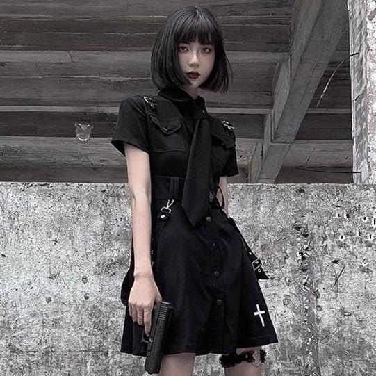 Taboo Girl Harajuku Goth Dress Dress Tokyo Dreams Black with Tie S 