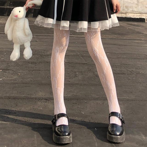 Retro Goth Kawaii Doll Stockings (4 styles) Stockings Tokyo Dreams White One Size 