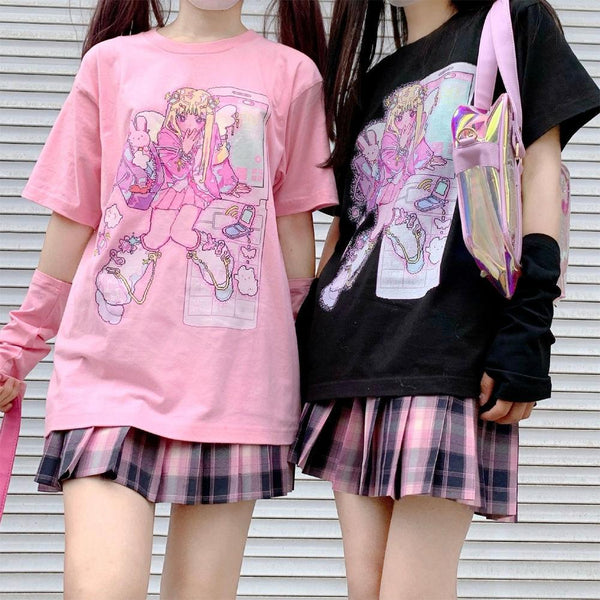 Anime Princess Kawaii Tee (Black, Pink) T-Shirt Tokyo Dreams 