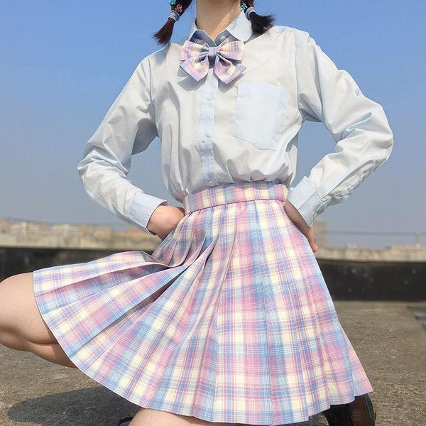 Pastel Rainbow Plaid Skirt Skirt Tokyo Dreams 