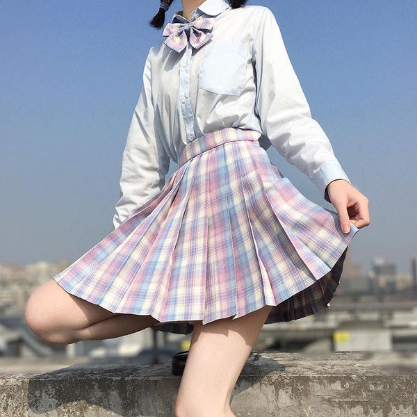 Pastel Rainbow Plaid Skirt Skirt Tokyo Dreams 