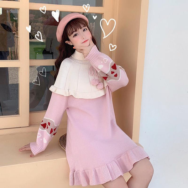 Knitted Kawaii Heart Dress Dress Tokyo Dreams 