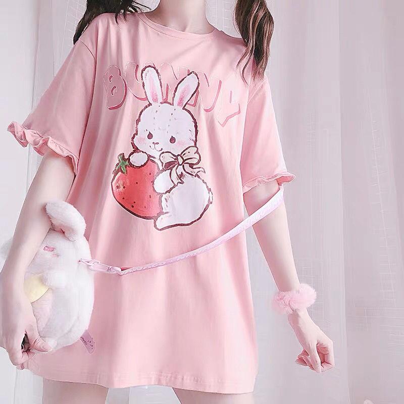 Strawberry Bunny Pink Kawaii Tee T-Shirt Tokyo Dreams Pink XXL 