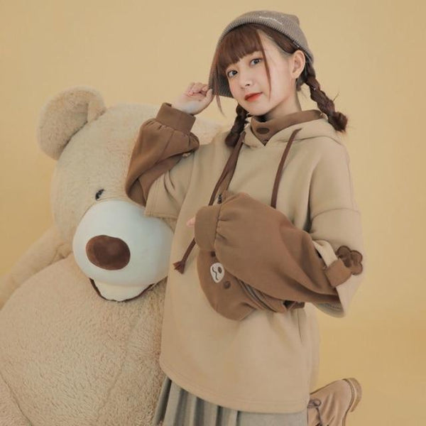 Anime Bear Kawaiii Hoodie Hoodie Tokyo Dreams Beige L 
