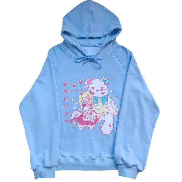 Kawaii Girl Pastel Hoodie (Blue, Pink) Hoodie Tokyo Dreams Blue S 