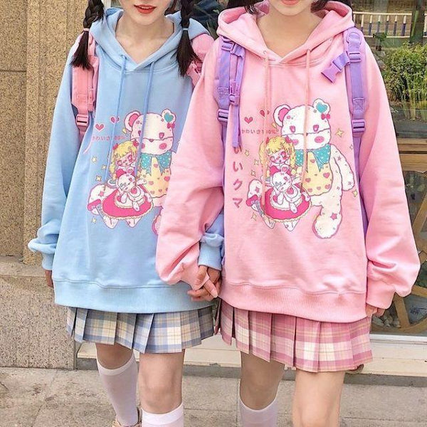 Kawaii Girl Pastel Hoodie (Blue, Pink) Hoodie Tokyo Dreams Pink XXL 