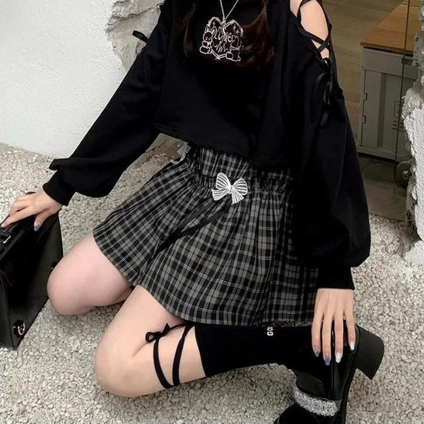 Japanese Plaid Little Bow Skirt Skirt Tokyo Dreams 