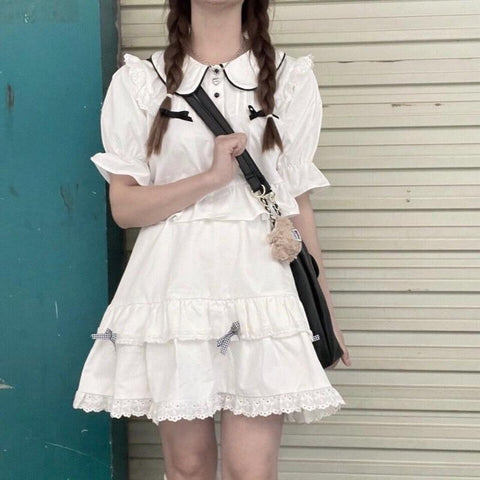 Ruffled White Kawaii Skirt Skirt Tokyo Dreams 