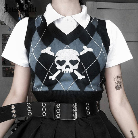 Kawaii Goth Skull Sweater Vest Sweater Tokyo Dreams 