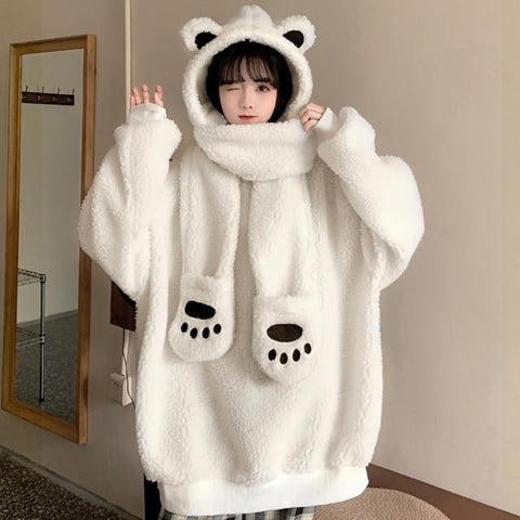 Polar Bear Paw Hoodie Hoodie Tokyo Dreams White XXL 