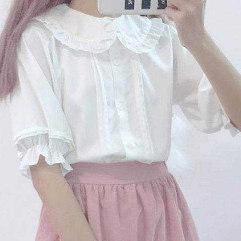 Peter Pan Collar Preppy Kawaii Blouse Tops Tokyo Dreams S White 