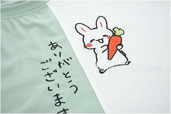 Japanese Kawaii Bow Bunny Tee (Pink, Green) T-Shirt Tokyo Dreams 
